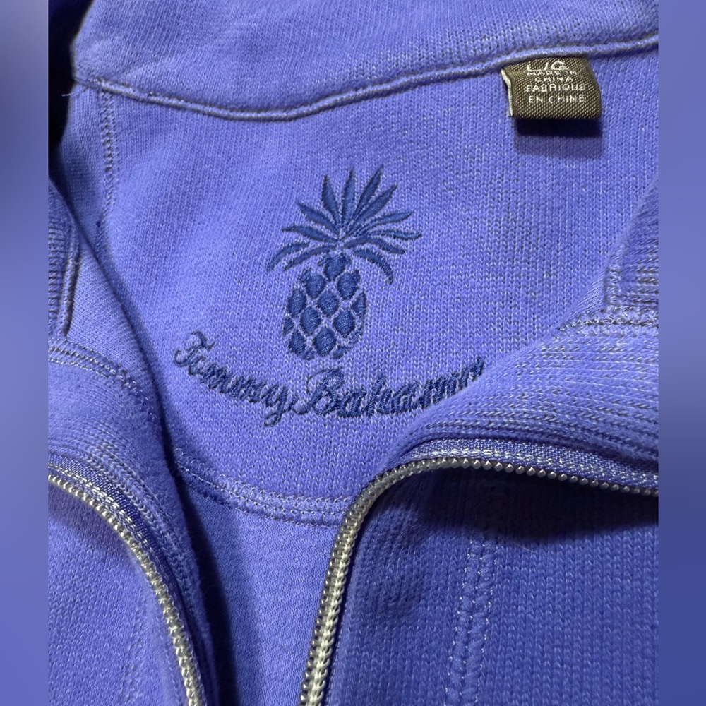 Tommy Bahama Purple 3/4  Zip-Up Sweater Pullover Size L Pineapple Symbol Outdoor - Picture 4 of 12